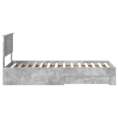 vidaXL Bed Frame with Drawer Concrete Grey 90 x 200 cm Engineered Wood