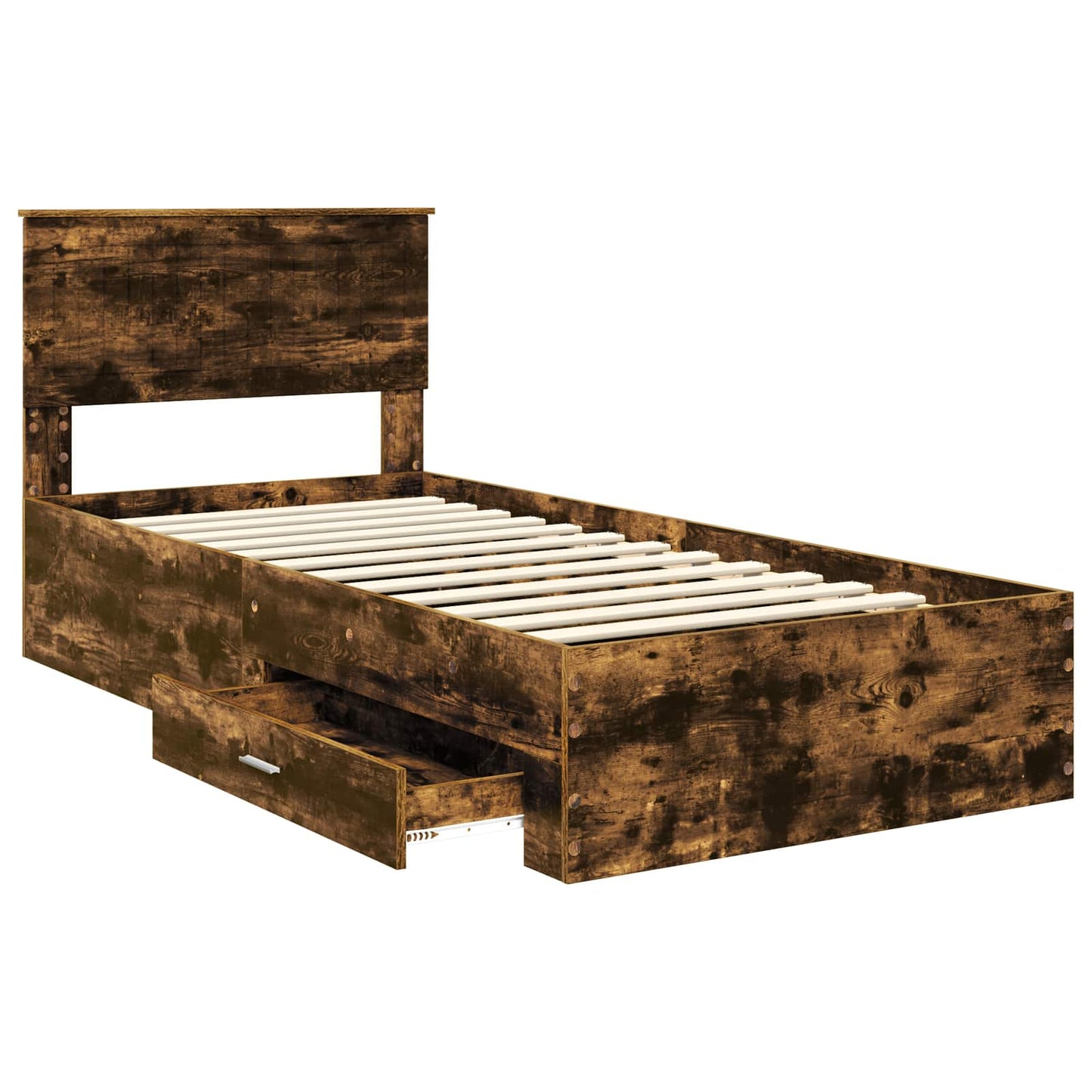 vidaXL Bed Frame with Headboard Smoked Oak 90 x 200 cm Engineered Wood