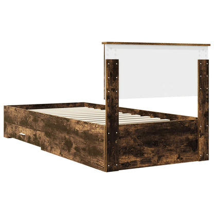 vidaXL Bed Frame with Headboard Smoked Oak 90 x 200 cm Engineered Wood