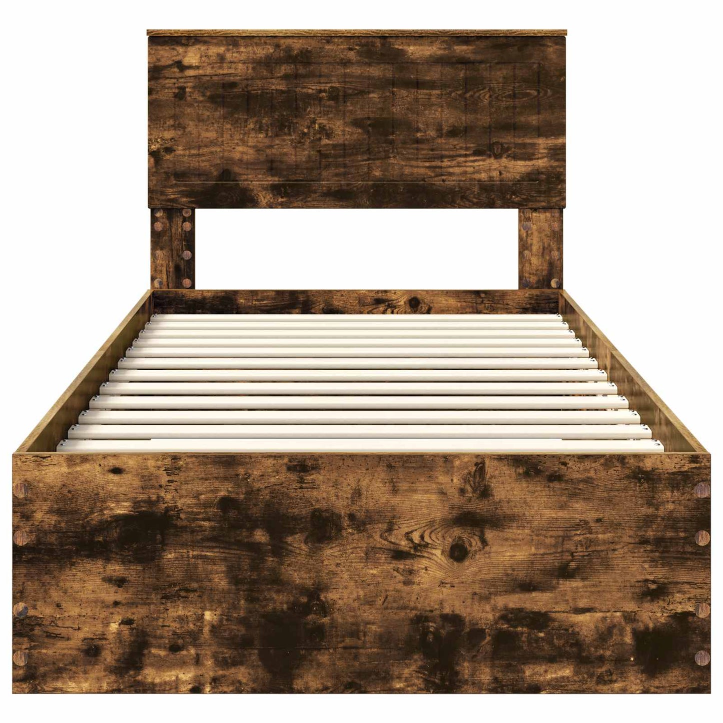 vidaXL Bed Frame with Headboard Smoked Oak 90 x 200 cm Engineered Wood