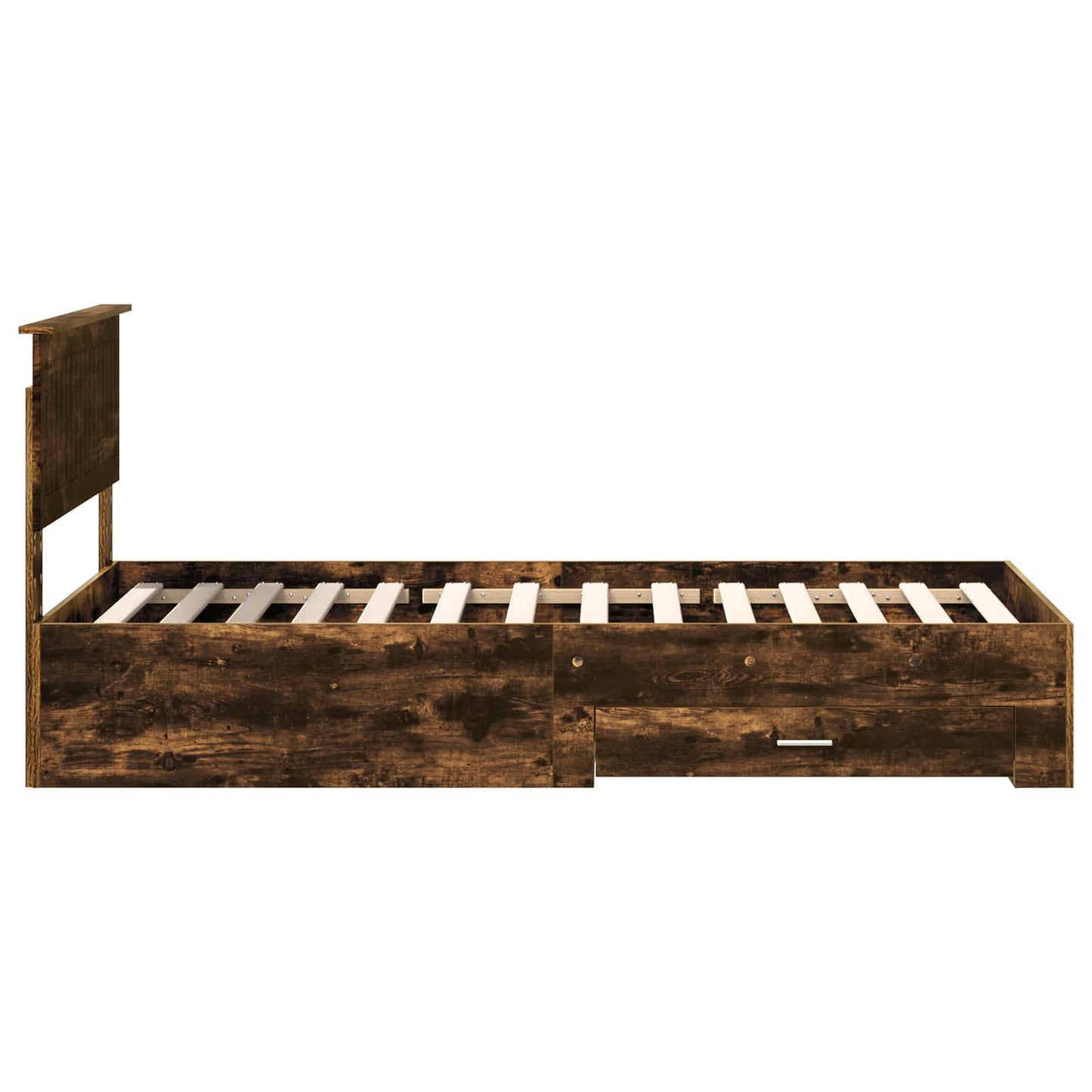 vidaXL Bed Frame with Headboard Smoked Oak 90 x 200 cm Engineered Wood
