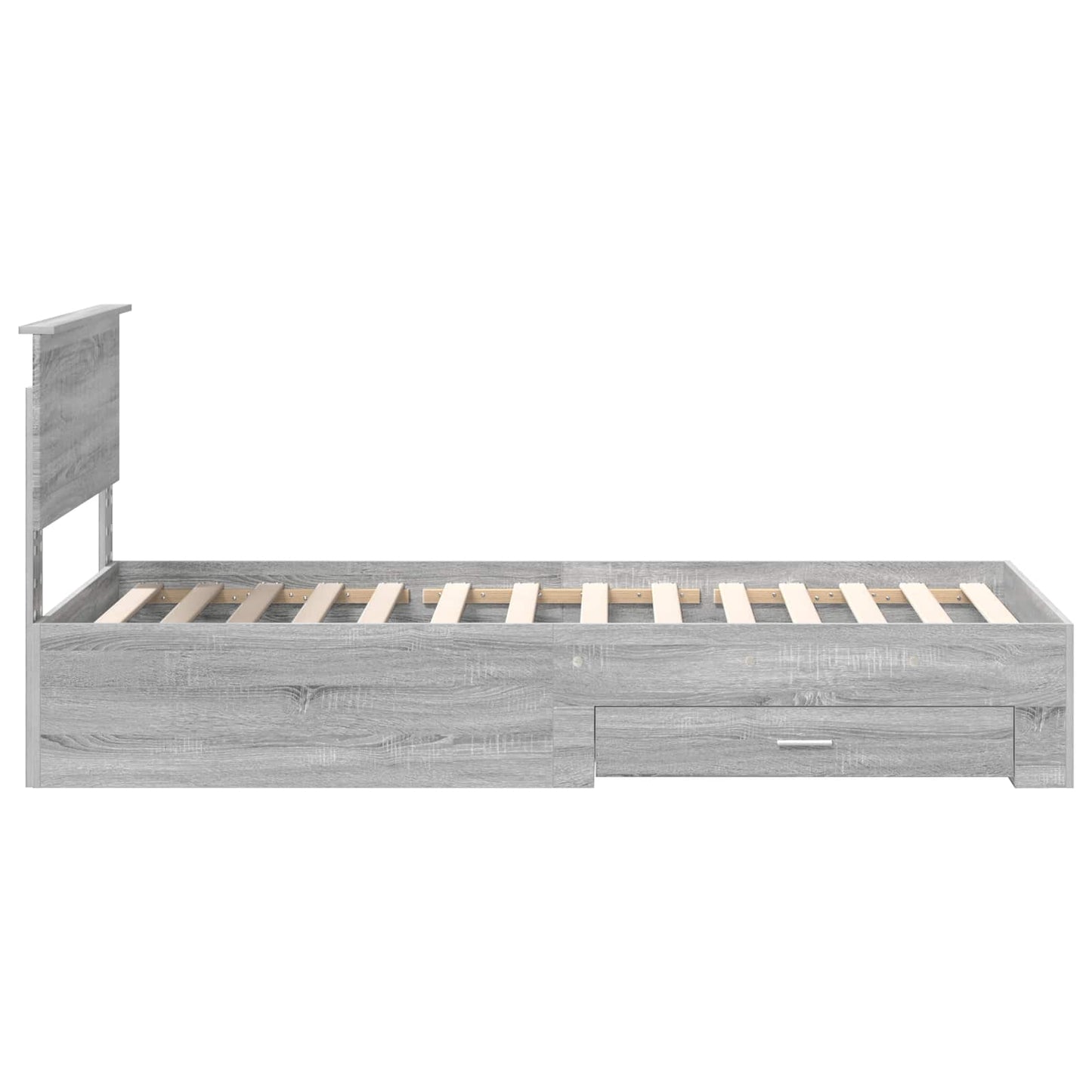 vidaXL Bed Frame with Drawer Grey Sonoma 90 x 200 cm Engineered Wood