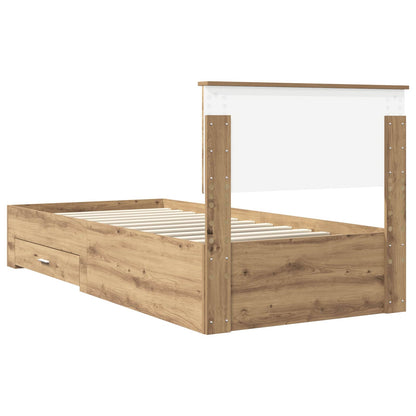 vidaXL Bed Frame with Drawer Artisan Oak 90 x 200 cm Engineered Wood