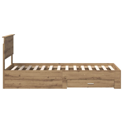 vidaXL Bed Frame with Drawer Artisan Oak 90 x 200 cm Engineered Wood