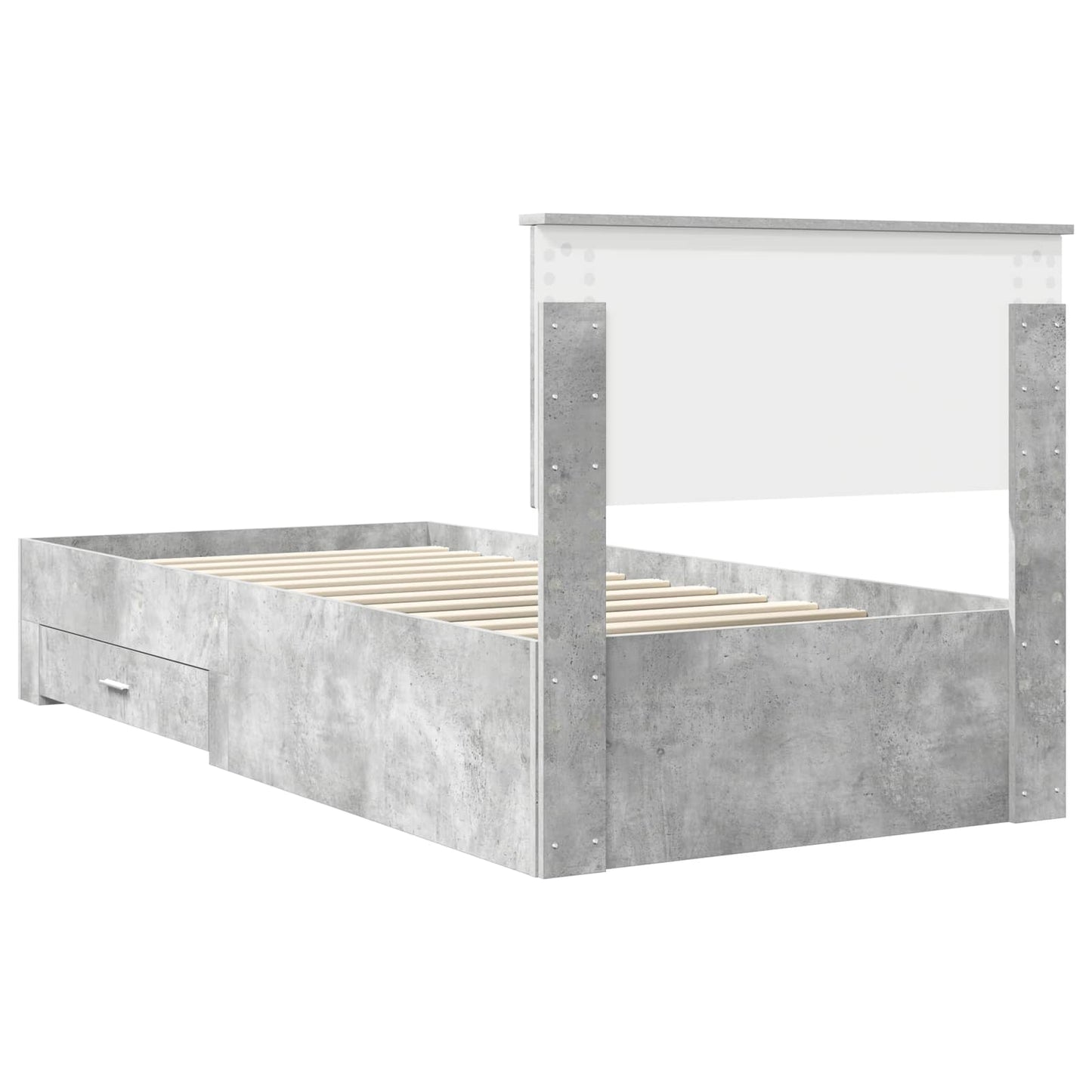 vidaXL Bed Frame with Drawer Concrete Grey 90 x 190 cm Engineered Wood