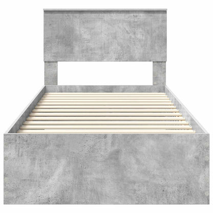 vidaXL Bed Frame with Drawer Concrete Grey 90 x 190 cm Engineered Wood