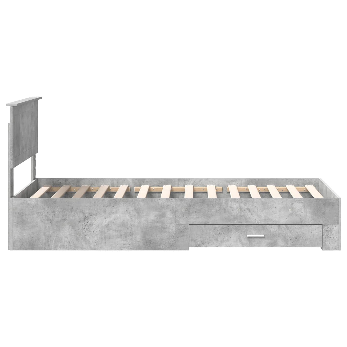 vidaXL Bed Frame with Drawer Concrete Grey 90 x 190 cm Engineered Wood