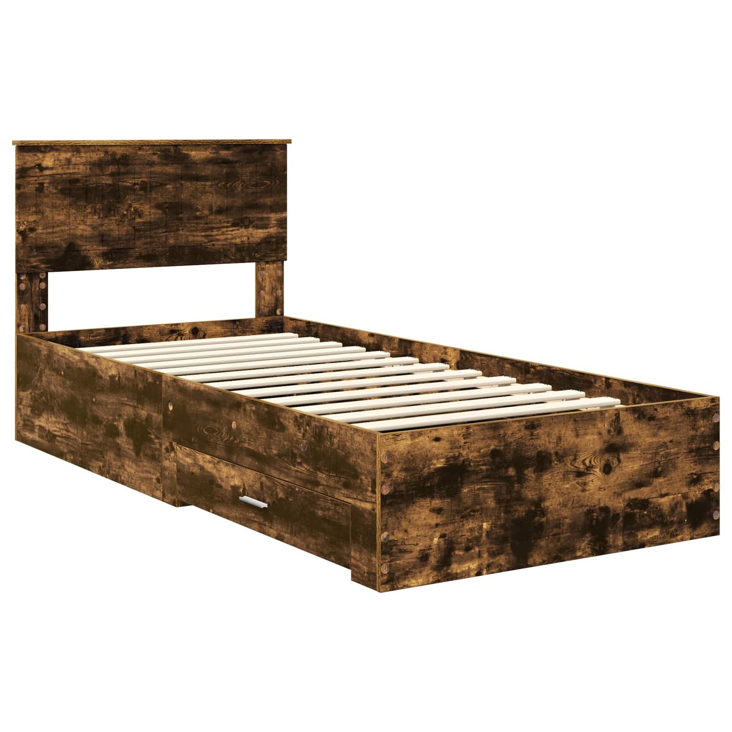 vidaXL Bed Frame with Drawer Smoked Oak 90 x 190 cm Engineered Wood