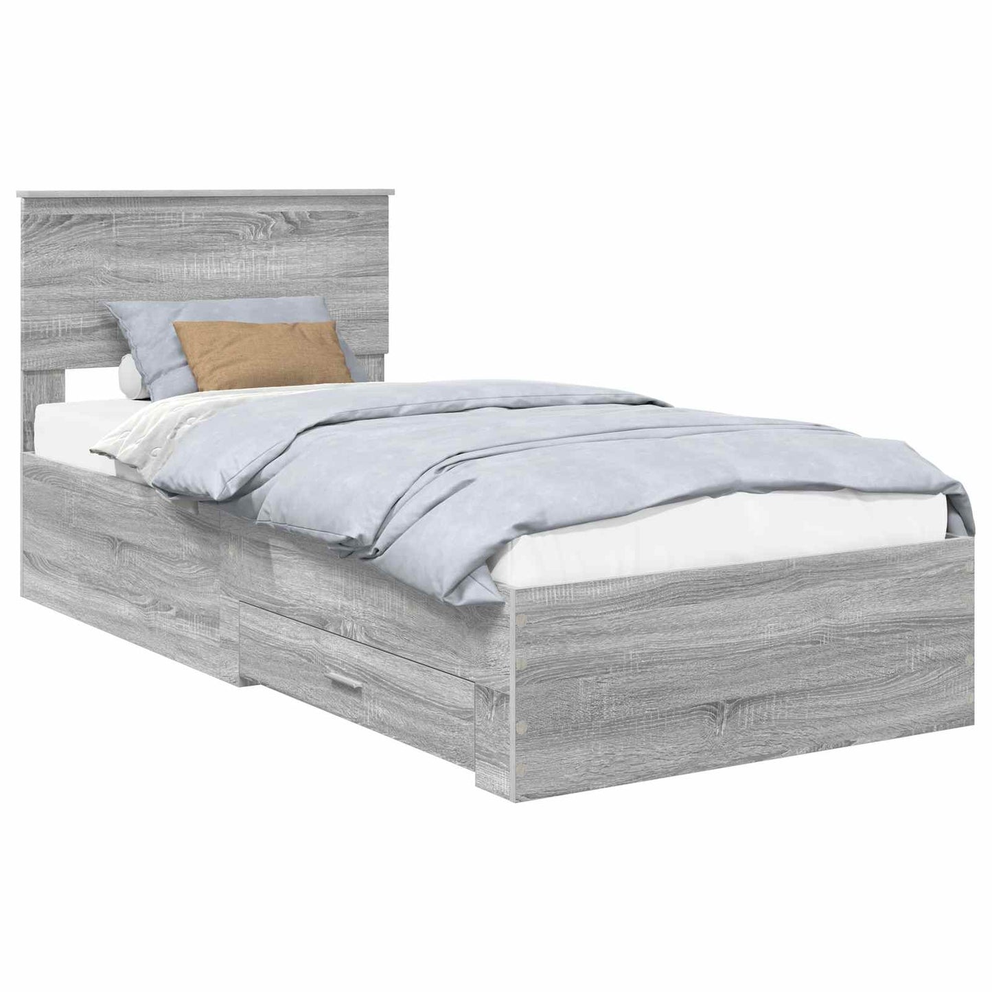 vidaXL Bed Frame with Drawer Grey Sonoma 90 x 190 cm Engineered Wood