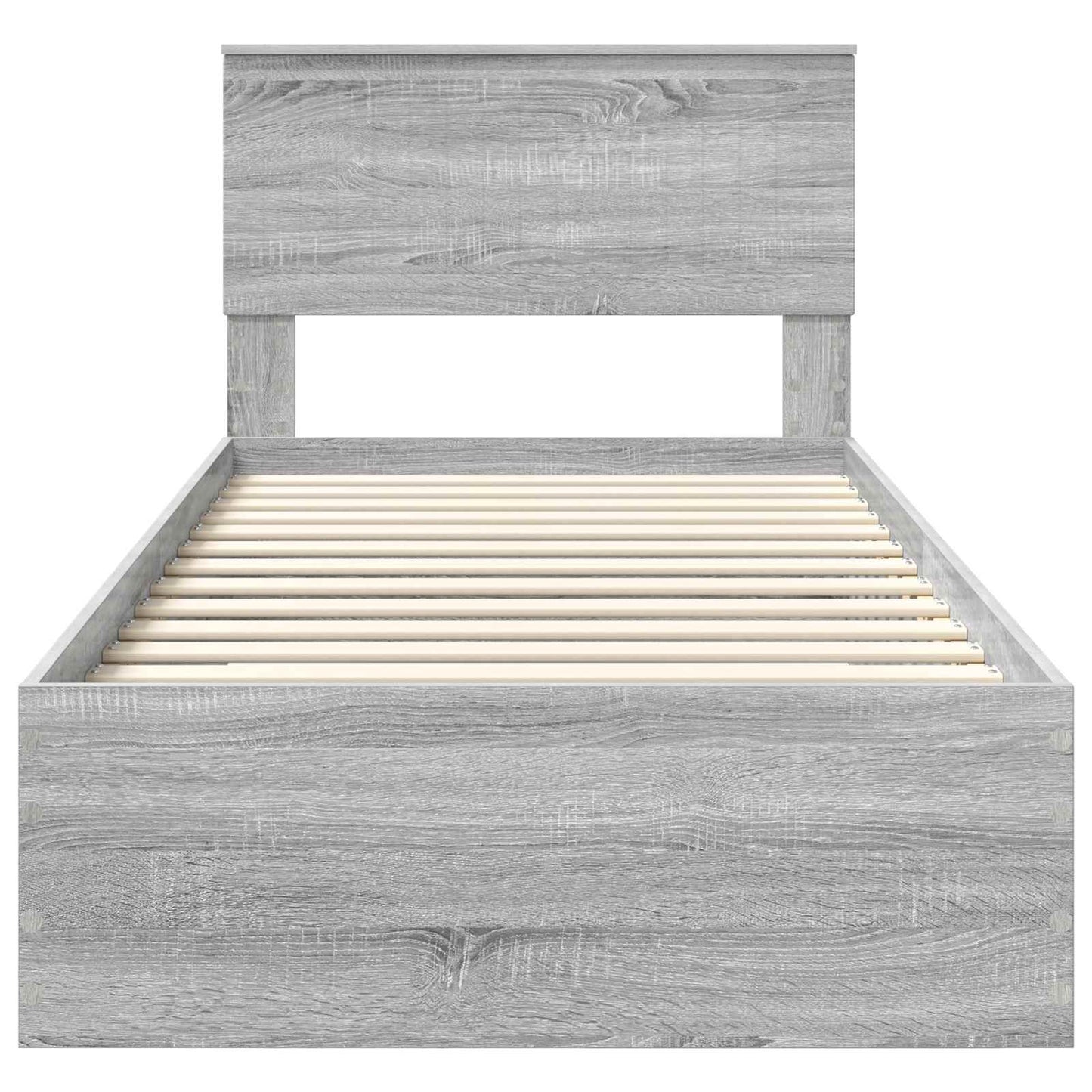 vidaXL Bed Frame with Drawer Grey Sonoma 90 x 190 cm Engineered Wood