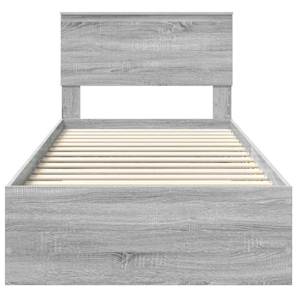 vidaXL Bed Frame with Drawer Grey Sonoma 90 x 190 cm Engineered Wood