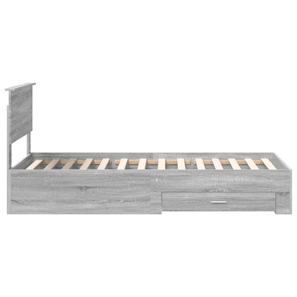 vidaXL Bed Frame with Drawer Grey Sonoma 90 x 190 cm Engineered Wood