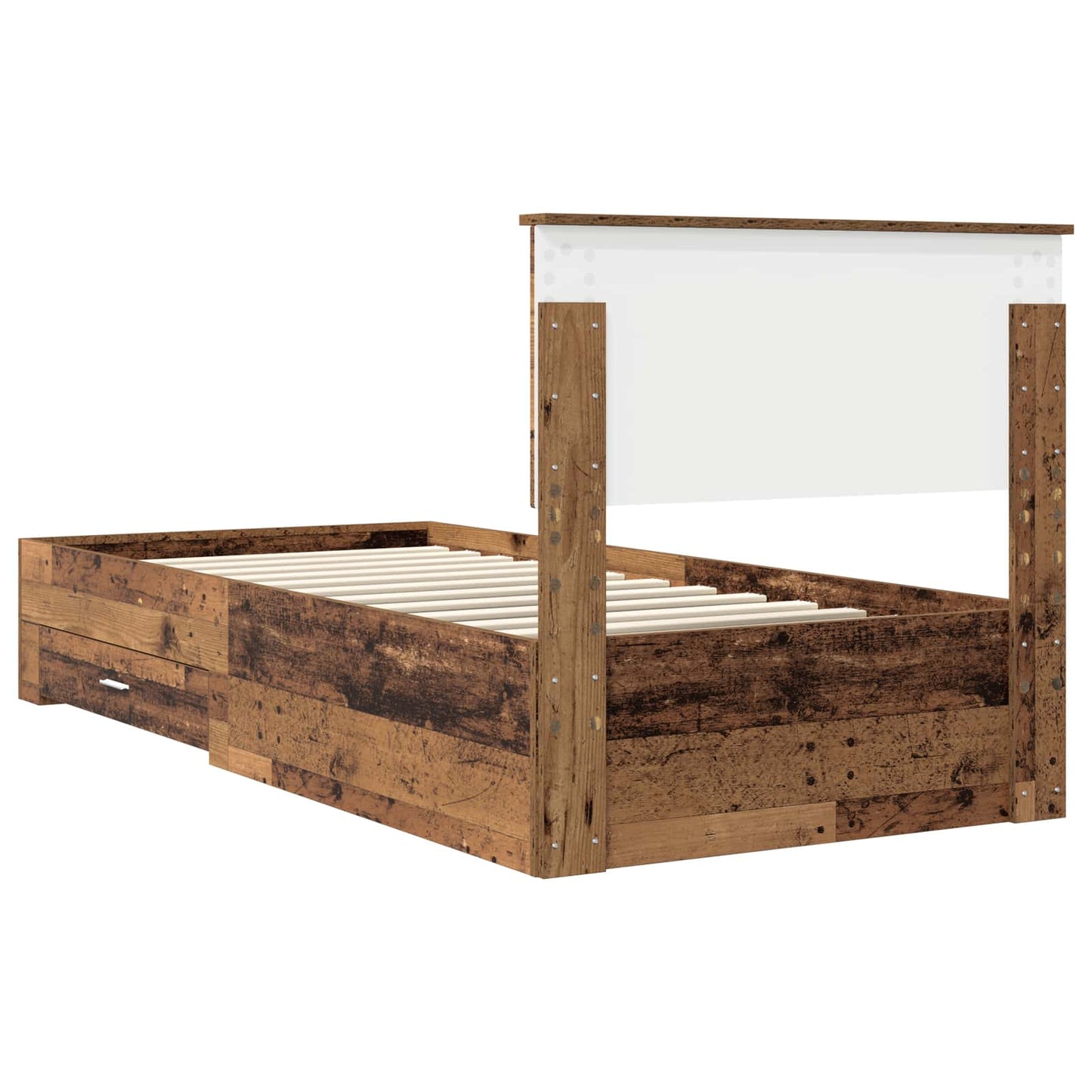 vidaXL Bed Frame with Drawer Old Wood 90 x 190 cm Engineered Wood