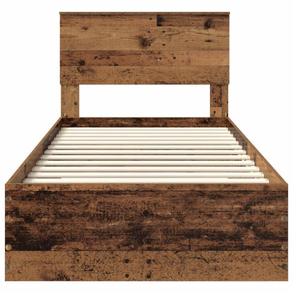 vidaXL Bed Frame with Drawer Old Wood 90 x 190 cm Engineered Wood