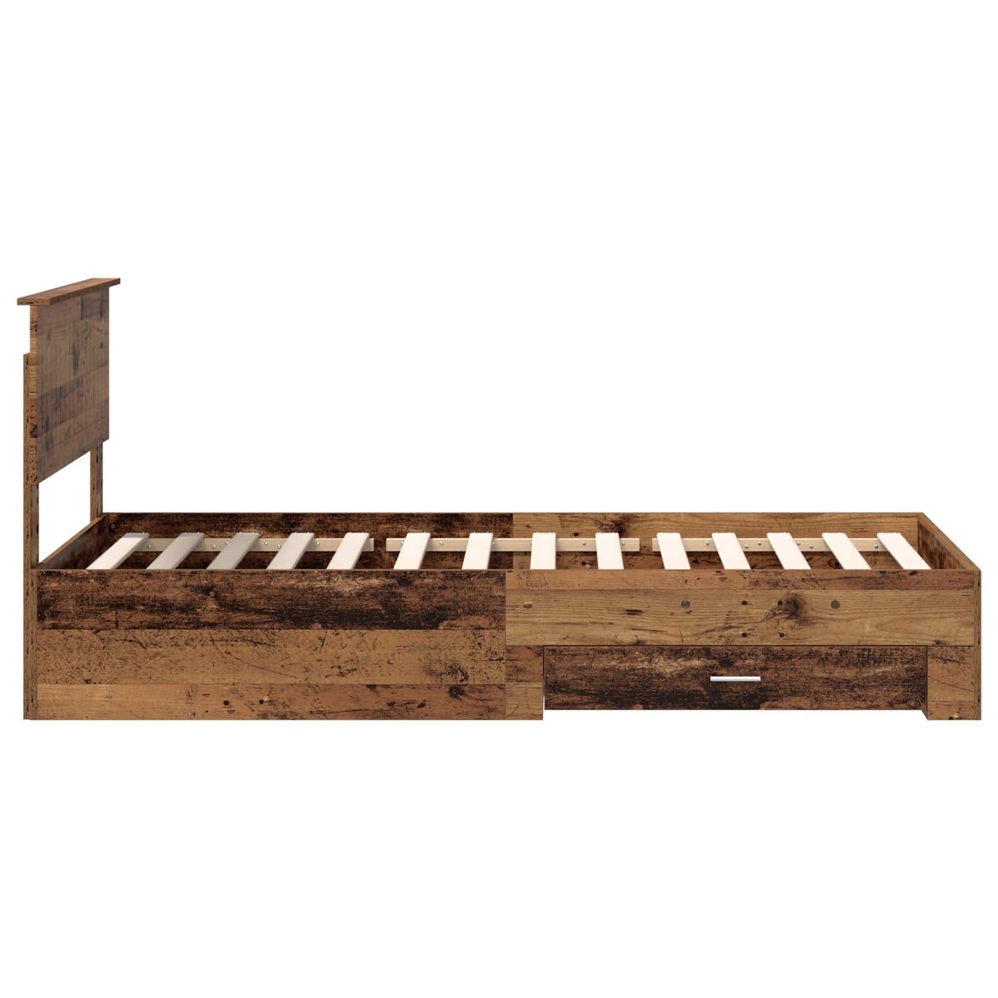 vidaXL Bed Frame with Drawer Old Wood 90 x 190 cm Engineered Wood