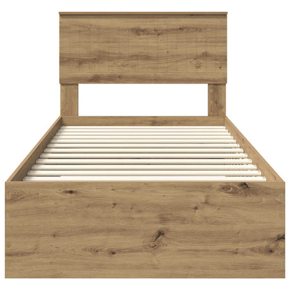 vidaXL Bed Frame with Drawer Artisan Oak 90 x 190 cm Engineered Wood