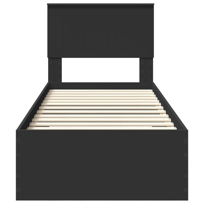 vidaXL Bed Frame Black and Silver 75 x 190 cm Engineered Wood