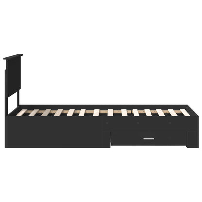 vidaXL Bed Frame Black and Silver 75 x 190 cm Engineered Wood