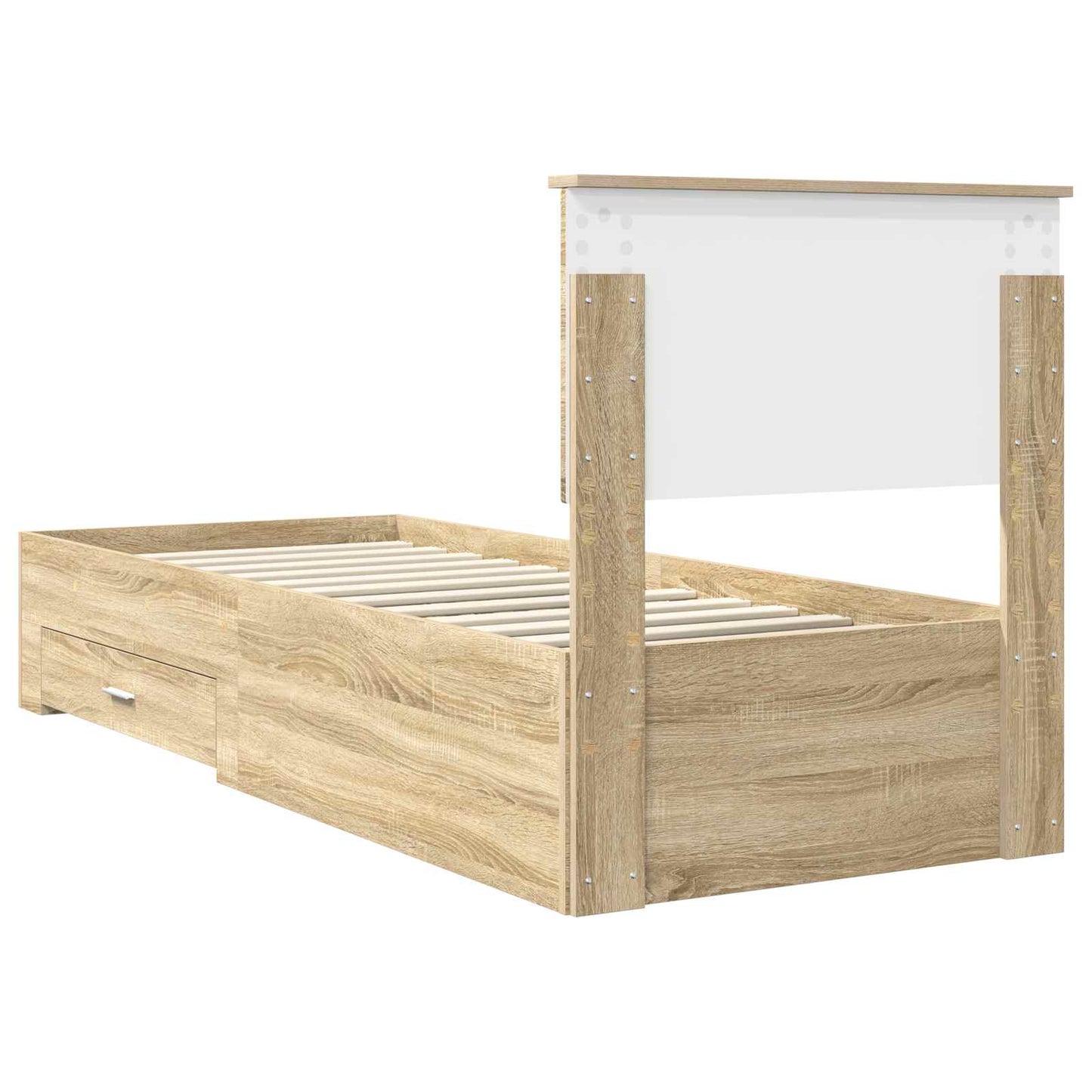 vidaXL Bed Frame Sonoma Oak and Silver 75 x 190 cm Engineered Wood