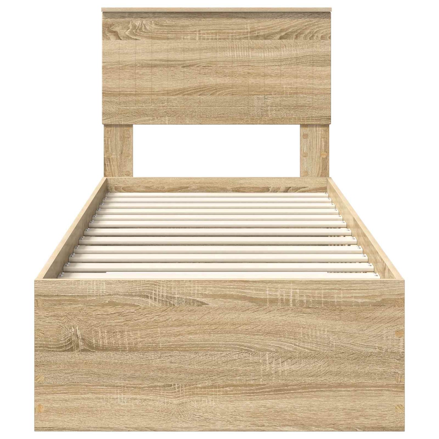 vidaXL Bed Frame Sonoma Oak and Silver 75 x 190 cm Engineered Wood
