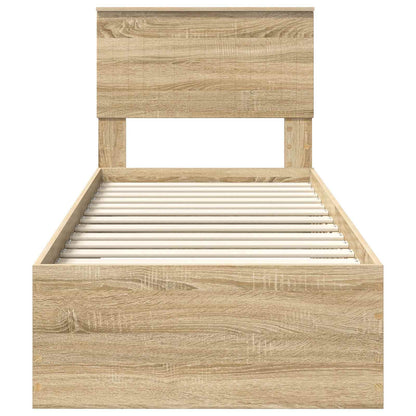 vidaXL Bed Frame Sonoma Oak and Silver 75 x 190 cm Engineered Wood