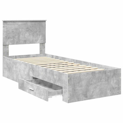 vidaXL Bed Frame Concrete Grey and Silver 70 x 190 cm Engineered Wood