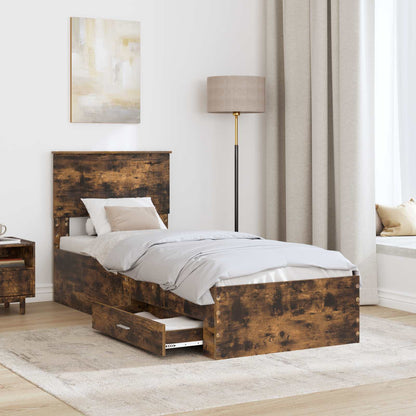 vidaXL Bed Frame Smoked Oak and Silver 75 x 190 cm Engineered Wood