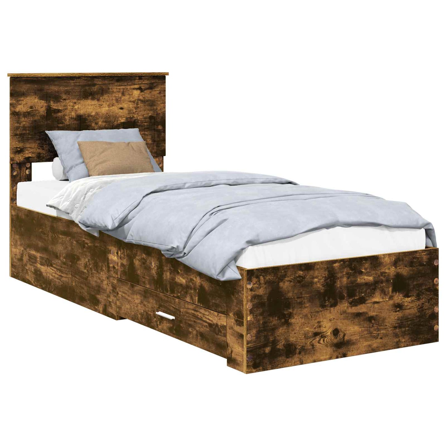 vidaXL Bed Frame Smoked Oak and Silver 75 x 190 cm Engineered Wood