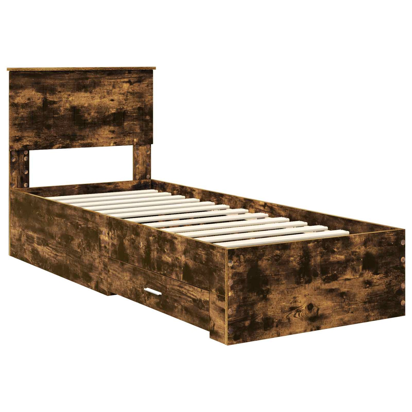 vidaXL Bed Frame Smoked Oak and Silver 75 x 190 cm Engineered Wood