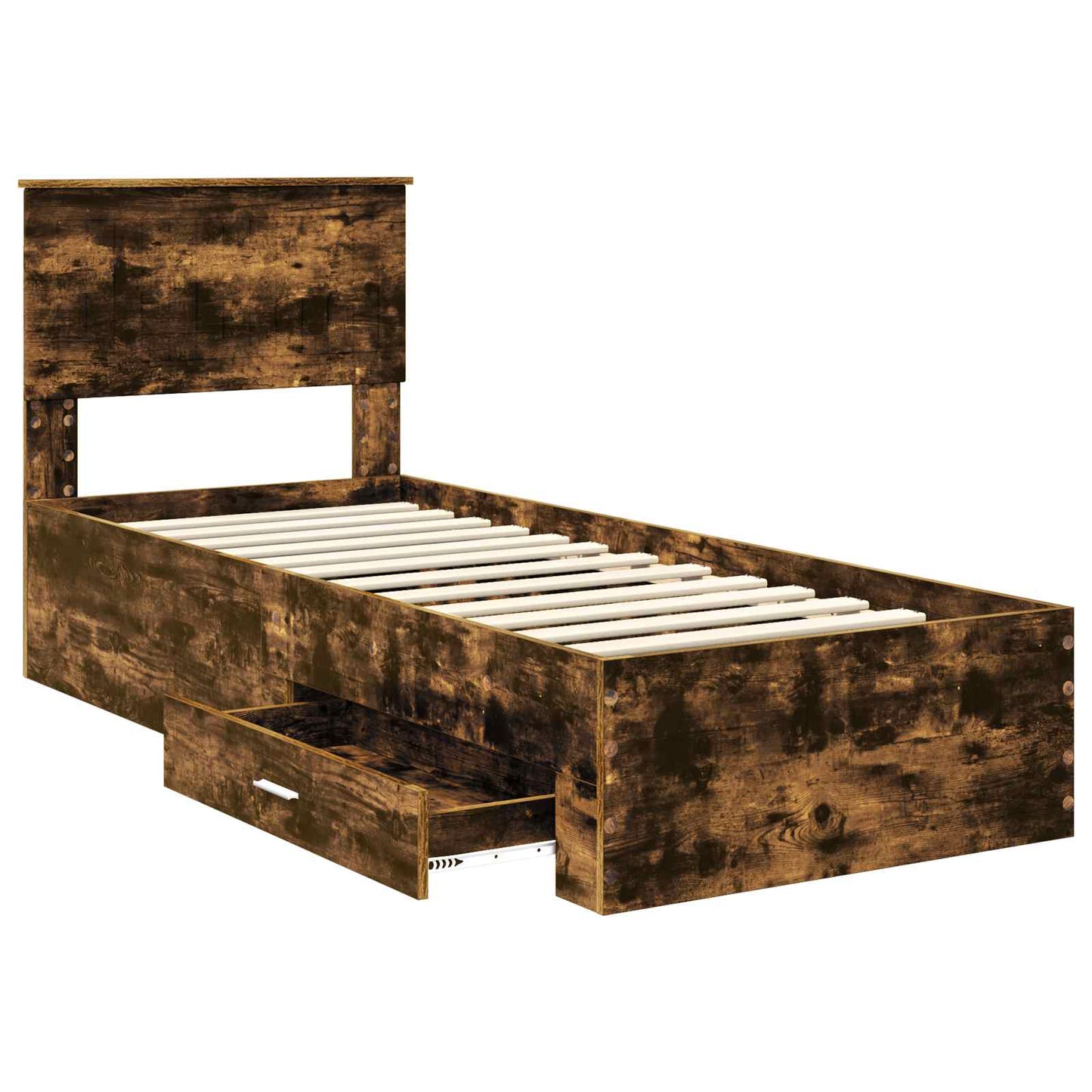 vidaXL Bed Frame Smoked Oak and Silver 75 x 190 cm Engineered Wood