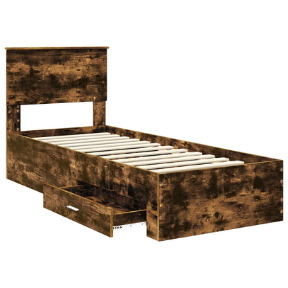 vidaXL Bed Frame Smoked Oak and Silver 75 x 190 cm Engineered Wood