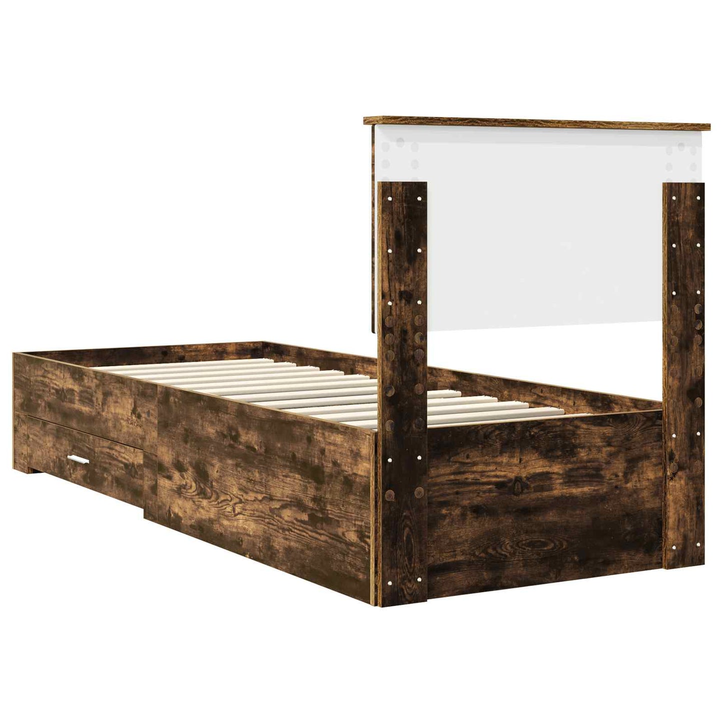 vidaXL Bed Frame Smoked Oak and Silver 75 x 190 cm Engineered Wood