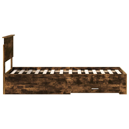 vidaXL Bed Frame Smoked Oak and Silver 75 x 190 cm Engineered Wood