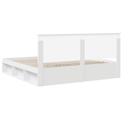 vidaXL Bed Frame with Headboard White 200 x 200 cm Solid Pine Wood