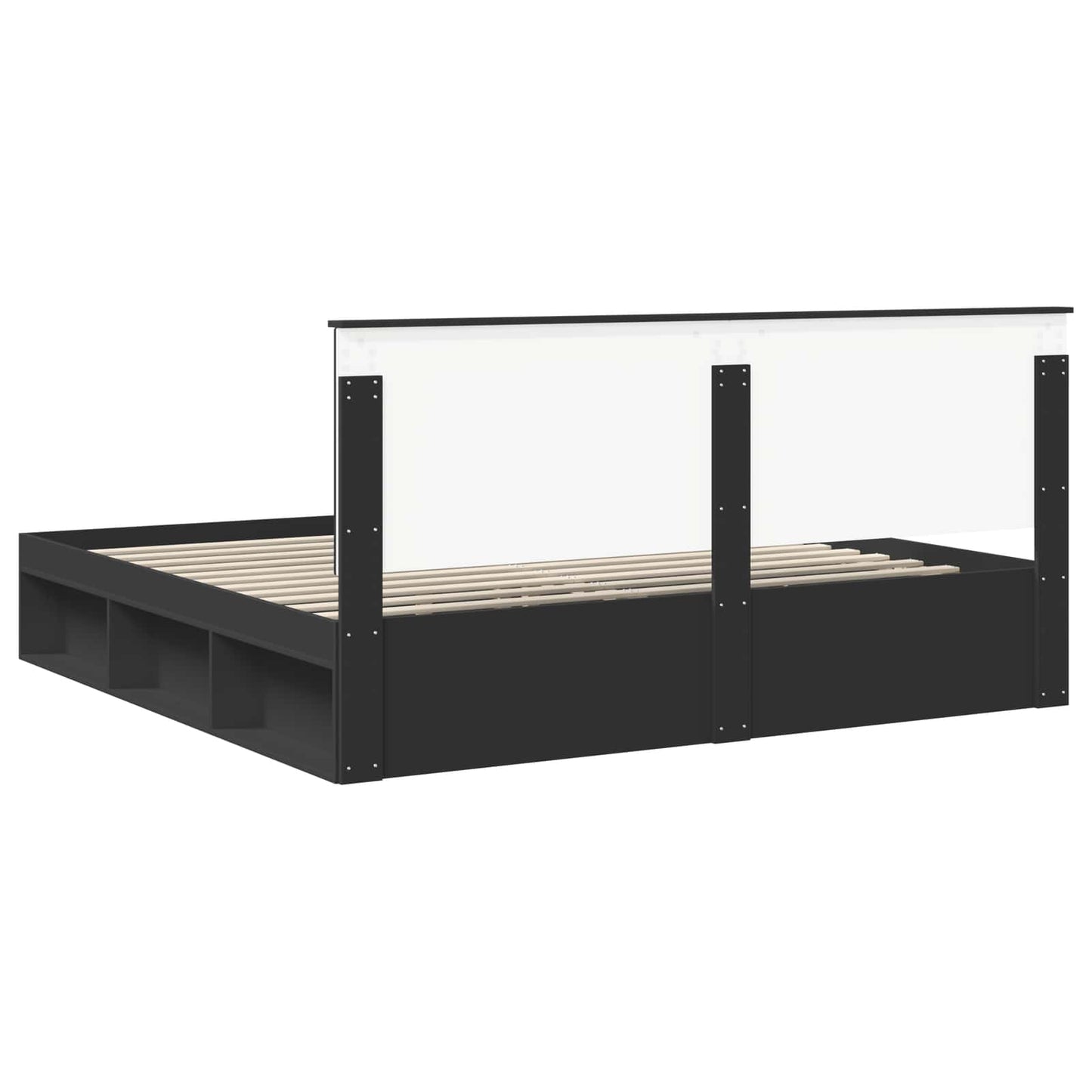 vidaXL Bed Frame with Headboard Black 200 x 200 cm Solid Pine Wood