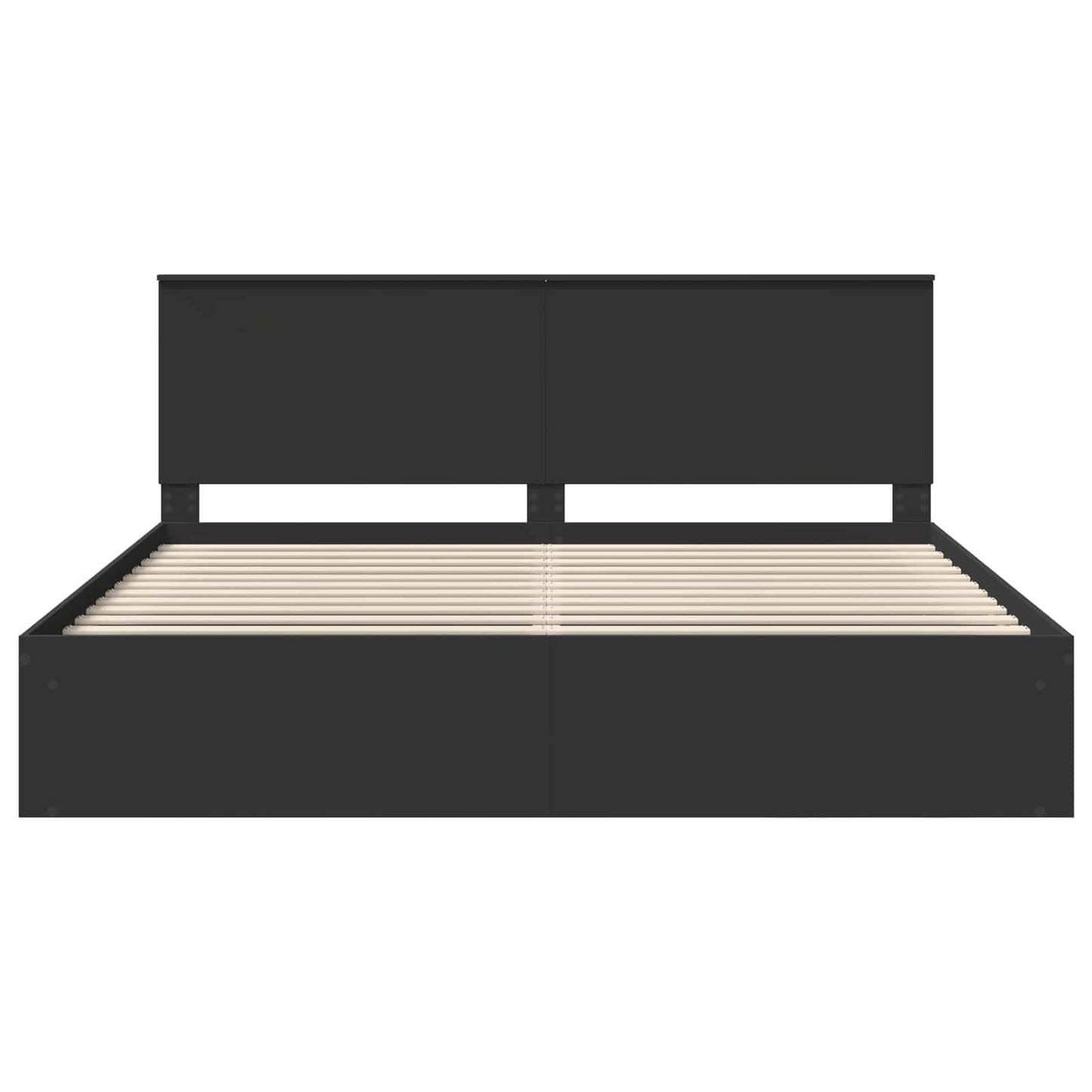 vidaXL Bed Frame with Headboard Black 200 x 200 cm Solid Pine Wood