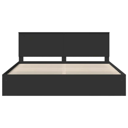 vidaXL Bed Frame with Headboard Black 200 x 200 cm Solid Pine Wood
