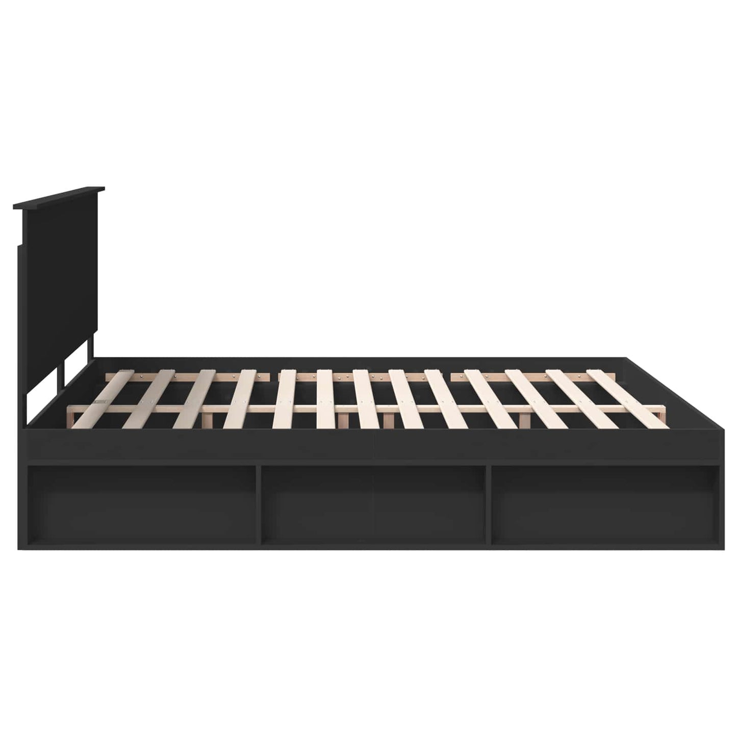 vidaXL Bed Frame with Headboard Black 200 x 200 cm Solid Pine Wood