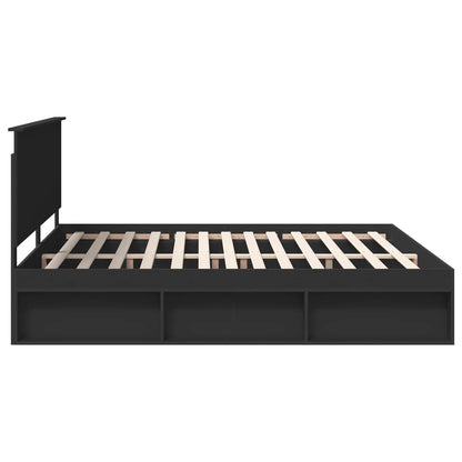 vidaXL Bed Frame with Headboard Black 200 x 200 cm Solid Pine Wood