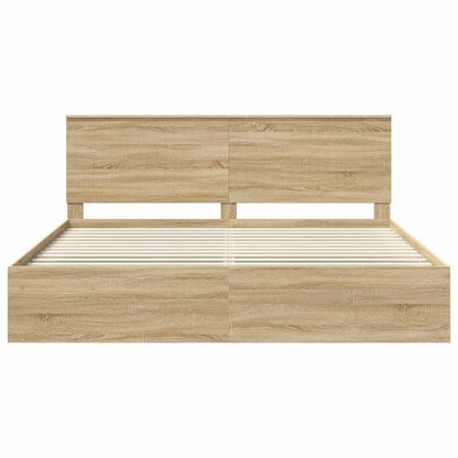 vidaXL Bed Frame with Headboard Sonoma 200 x 200 cm Solid Pine Wood