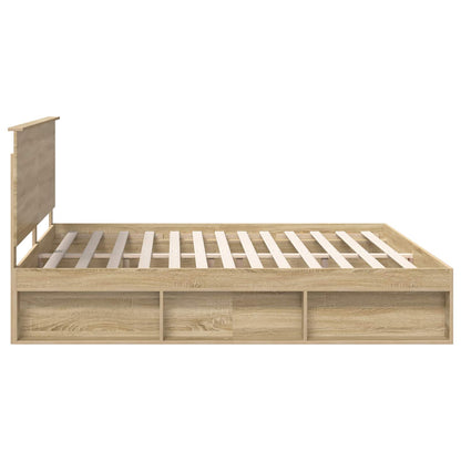 vidaXL Bed Frame with Headboard Sonoma 200 x 200 cm Solid Pine Wood