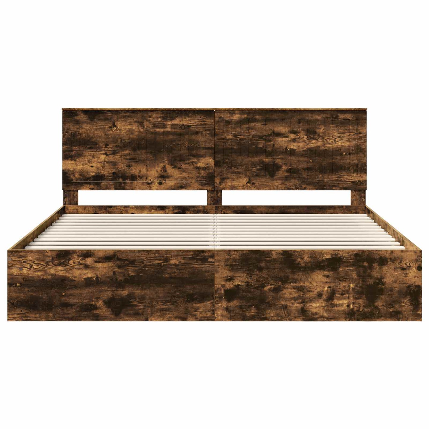 vidaXL Bed Frame Smoked Oak 200 x 200 cm Solid Pine Wood