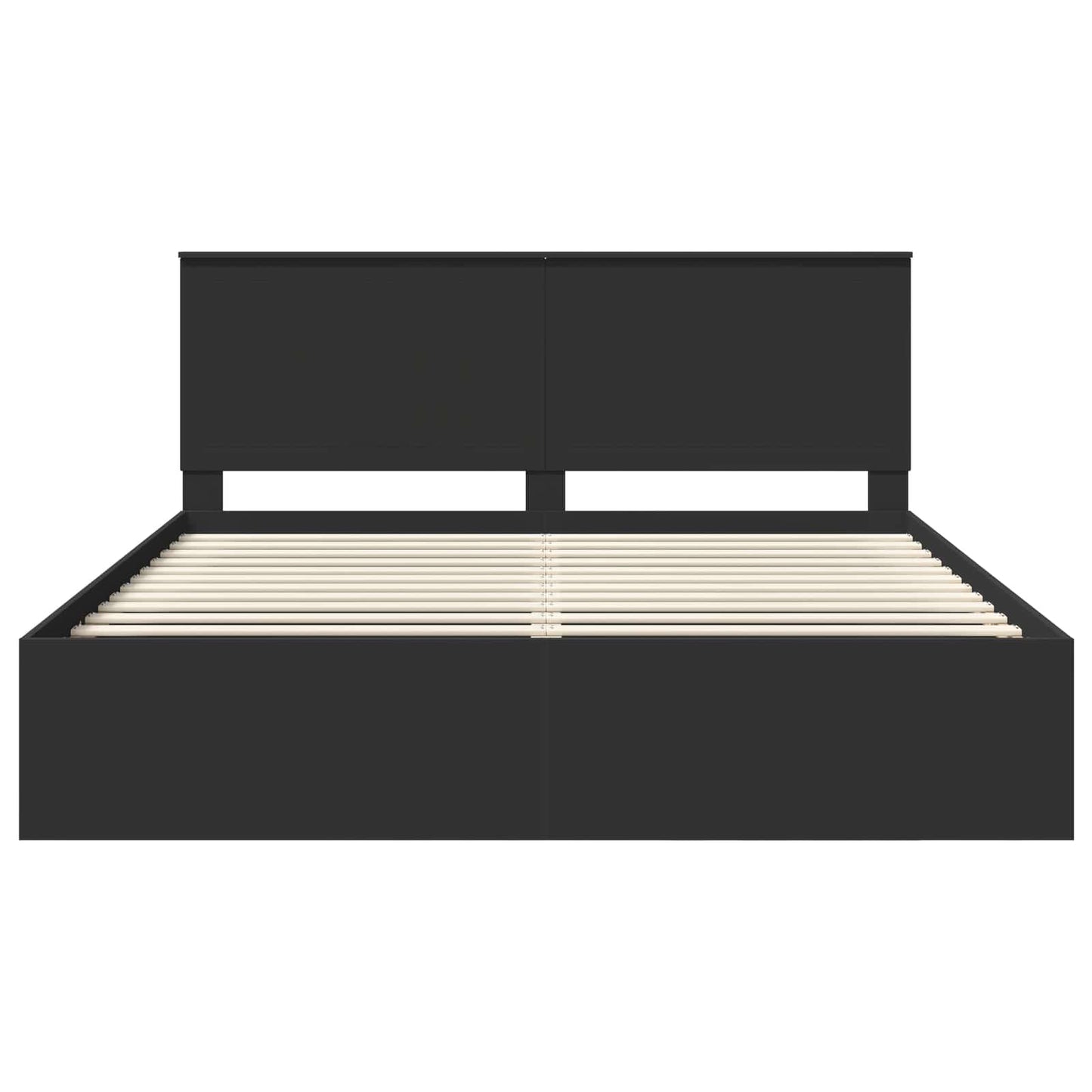 vidaXL Bed Frame with Headboard Black 180 x 200 cm Solid Pine Wood