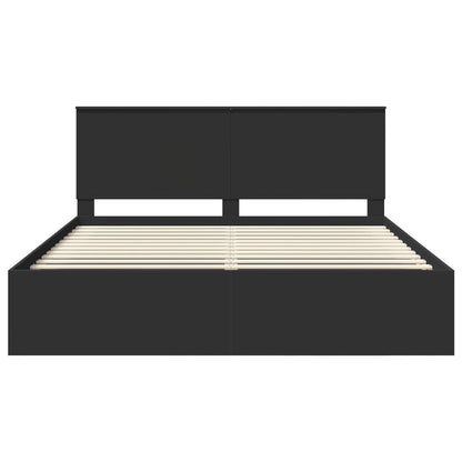 vidaXL Bed Frame with Headboard Black 180 x 200 cm Solid Pine Wood