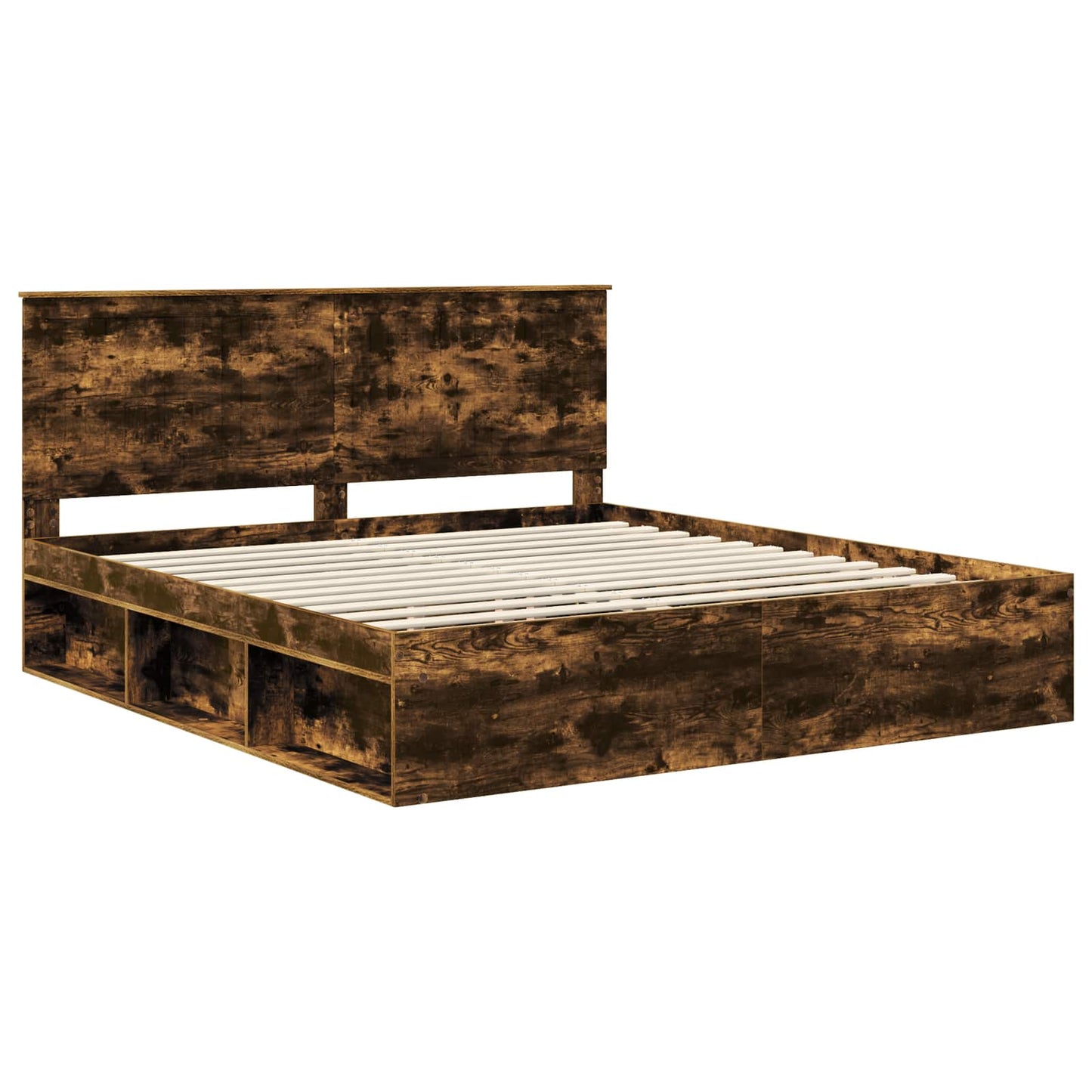 vidaXL Bed Frame Smoked Oak 180 x 200 cm Solid Pine Wood