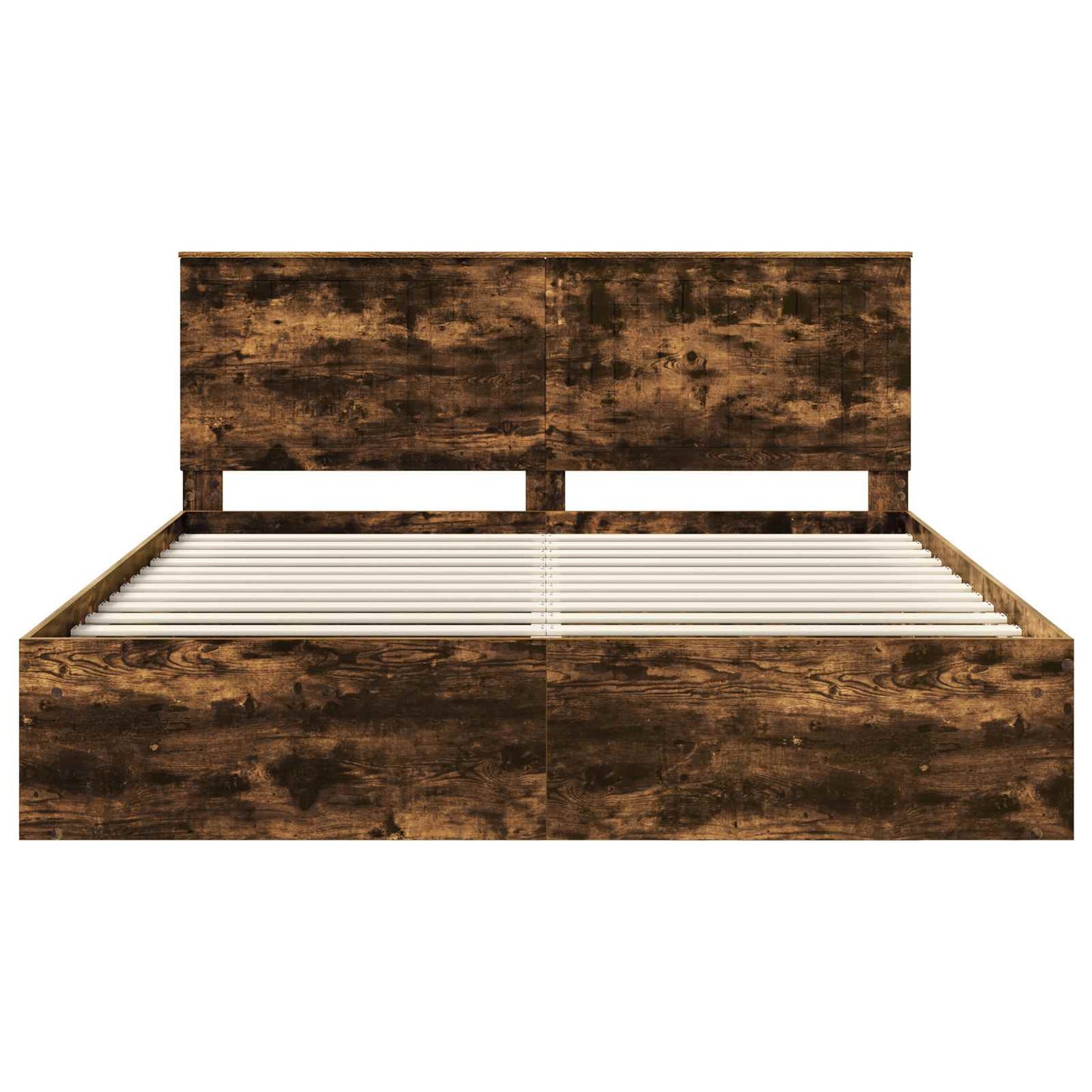 vidaXL Bed Frame Smoked Oak 180 x 200 cm Solid Pine Wood