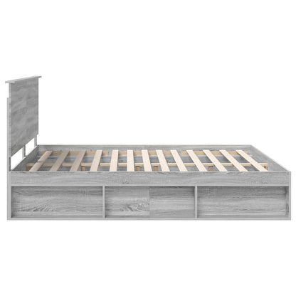 vidaXL Bed Frame Grey Sonoma 180 x 200 cm Solid Pine Wood