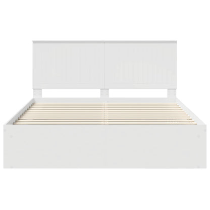 vidaXL Bed Frame with Headboard White 160 x 200 cm Solid Pine Wood