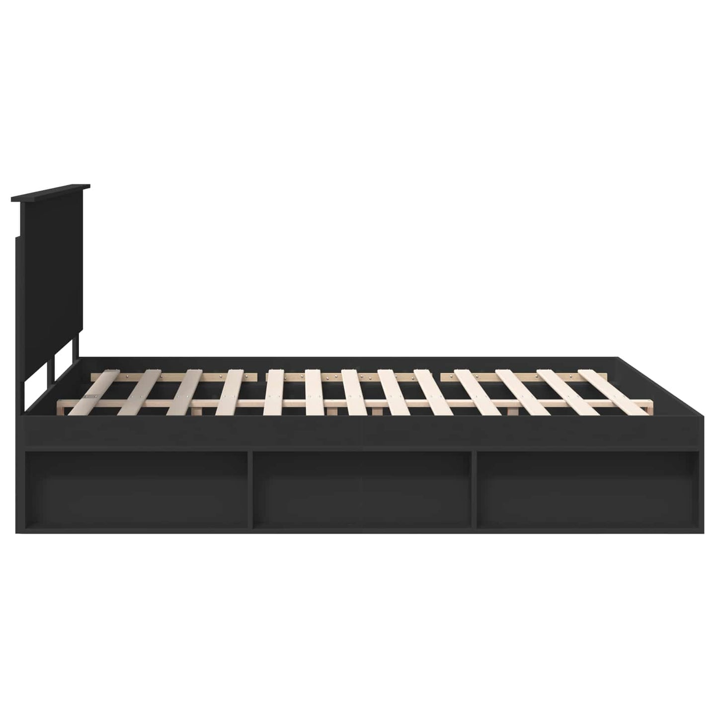 vidaXL Bed Frame with Headboard Black 160 x 200 cm Solid Pine Wood