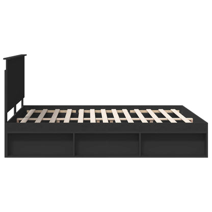 vidaXL Bed Frame with Headboard Black 160 x 200 cm Solid Pine Wood